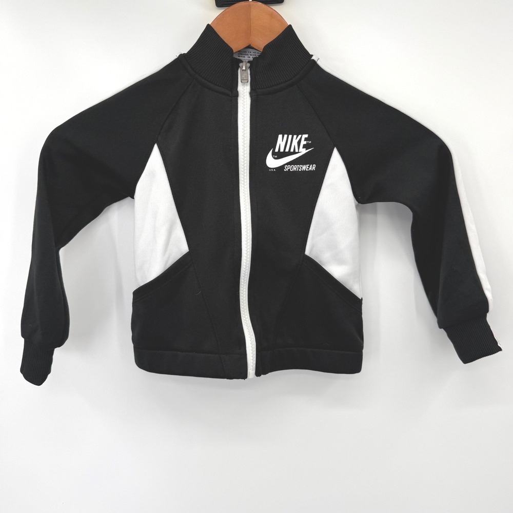 Nike Track Jacket Kids 3T Black Sportswear Colorblock Full Zip Sporty